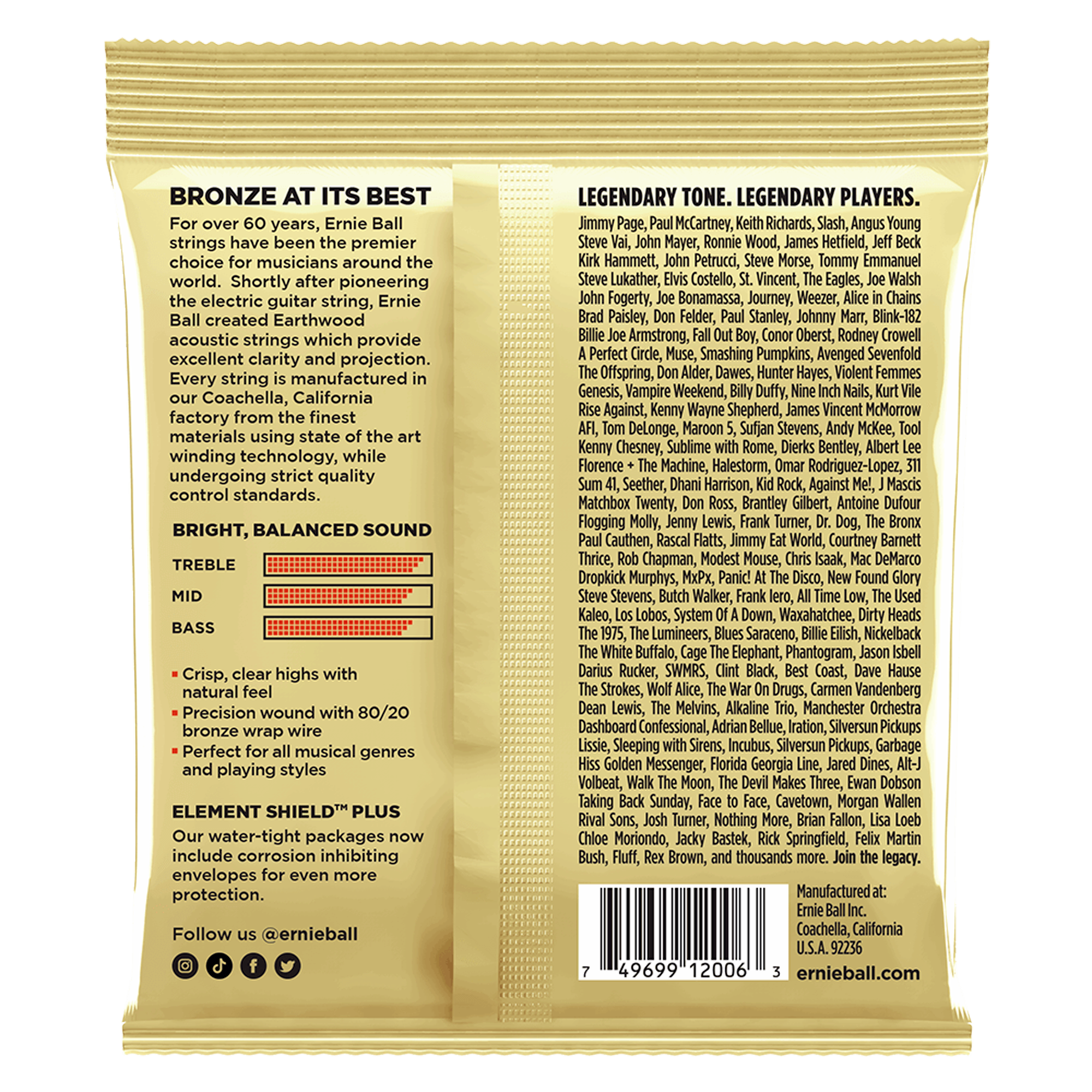 Ser De Cuerdas Para Guitarra Acustica Metal 10-50 Ernie Ball - 2006