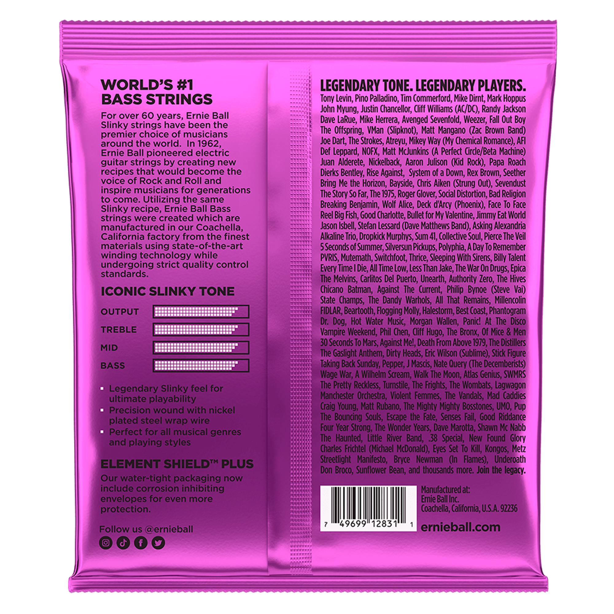 Set De Cuerdas Para Bajo De 4 Cuerdas 55-110 Ernie Ball - 2831