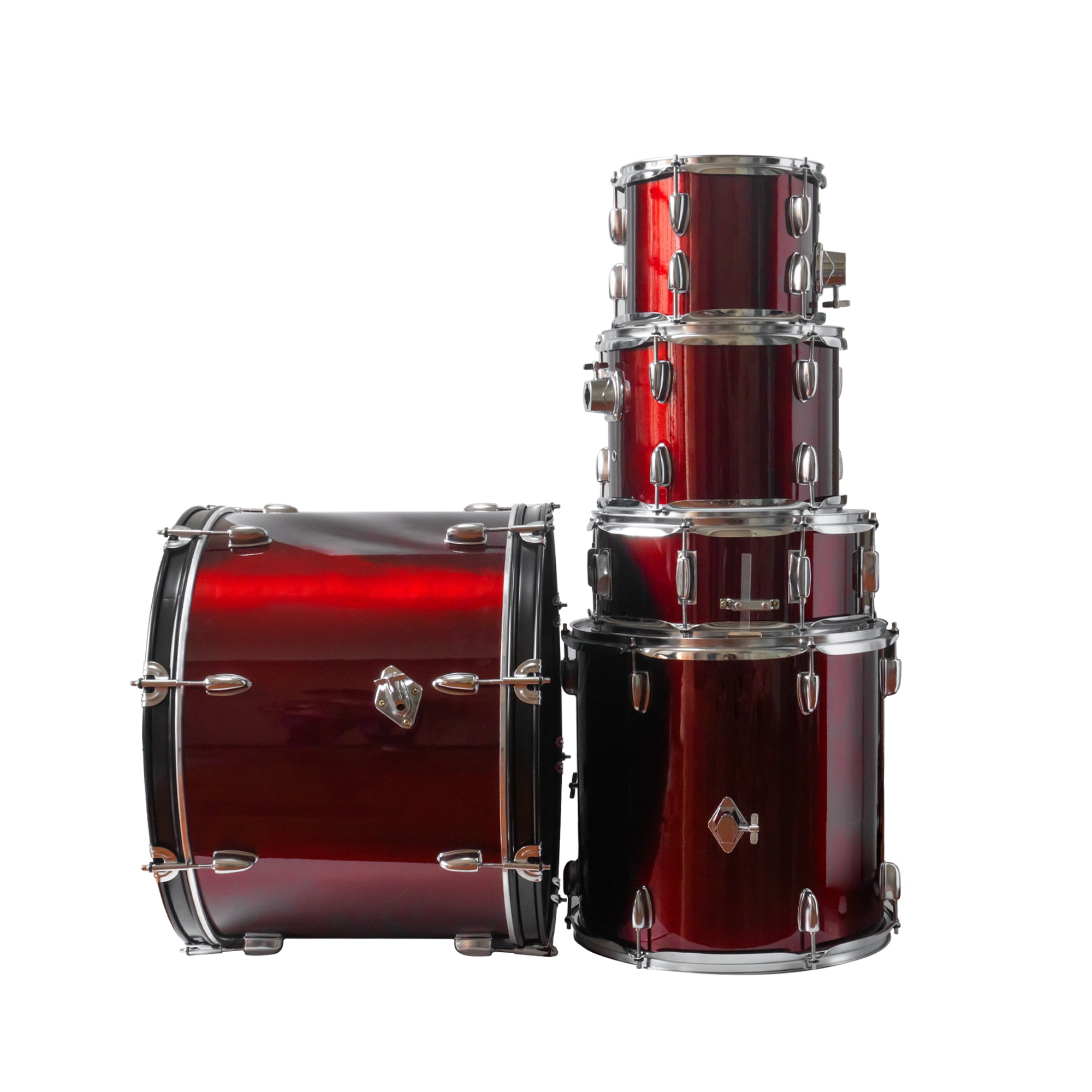 Batería Acústica STS de 5 piezas color Rojo
