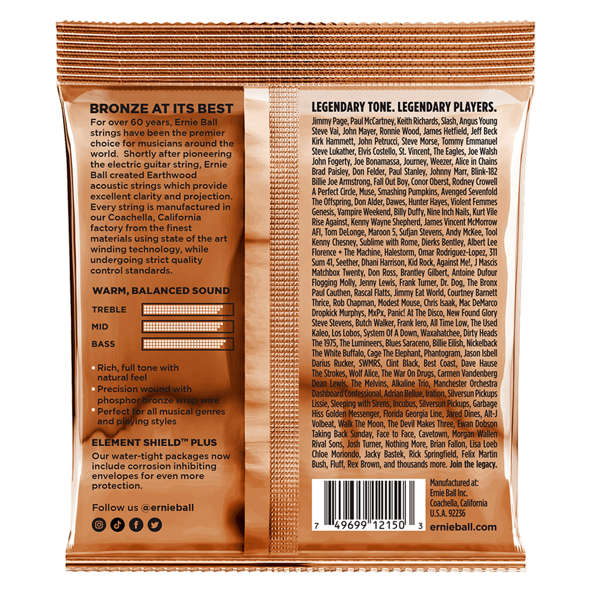 Set De Cuerdas Para Guitarra Acustica 10-50 Ernie Ball - 2150