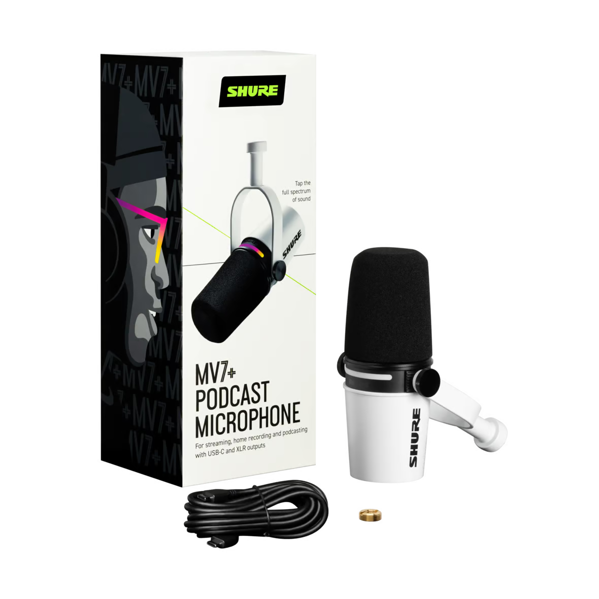 Micrófono dinámico para podcast Shure - MV7+W