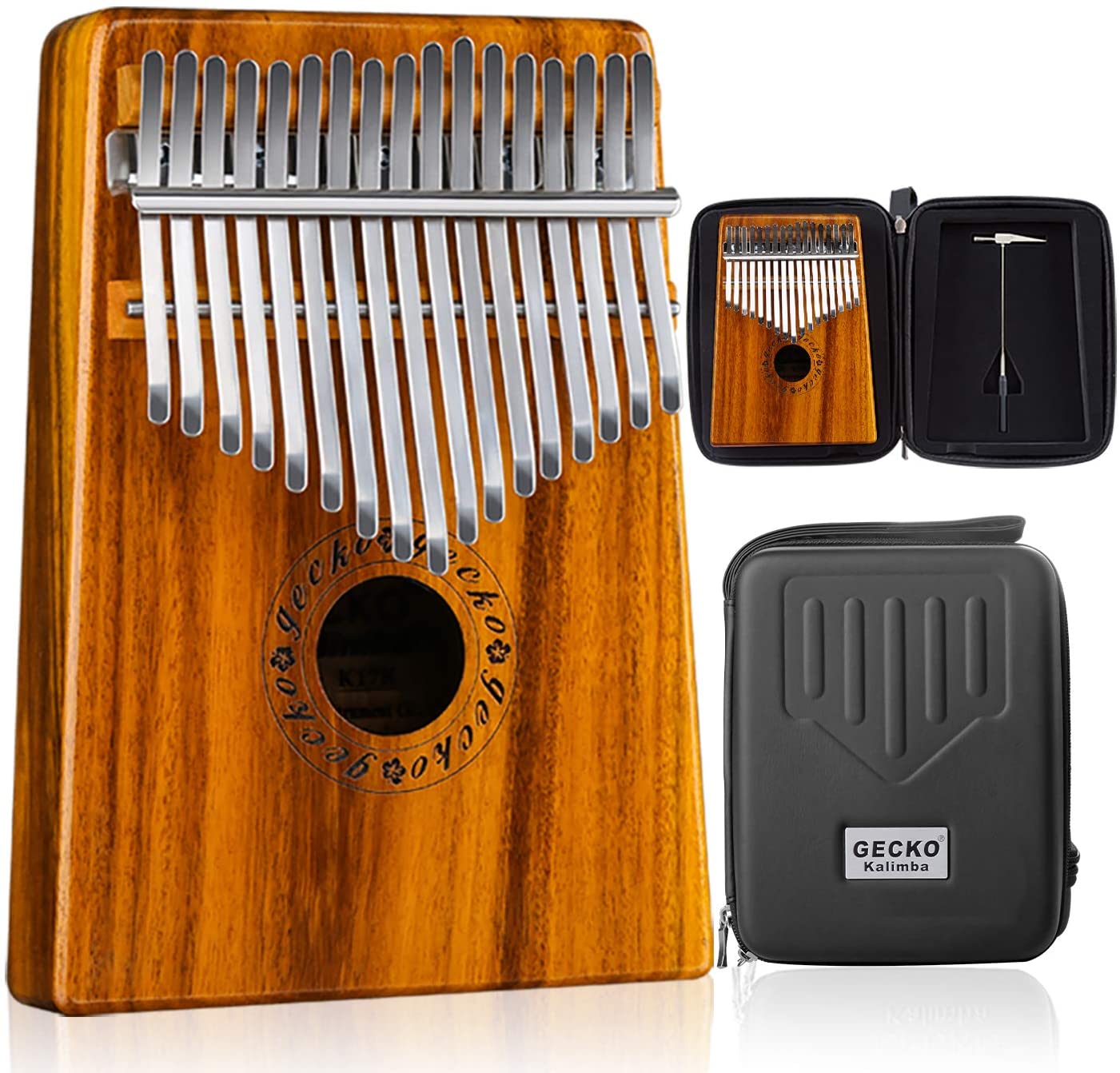 Kalimba de 17 llaves Gecko con estuche - K17K MBL NT
